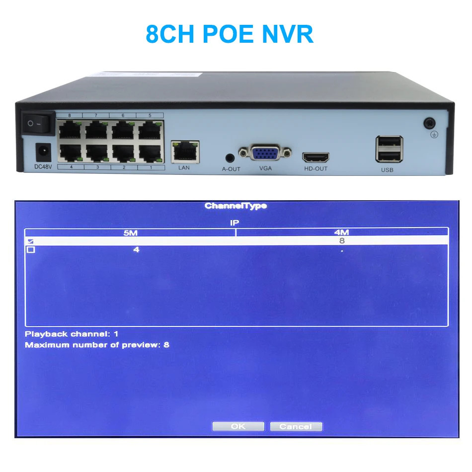 Keview H265 48CH POE NVR Security IP Camera Video Surveillance CCTV System P2P 8MP 5MP2MP Network Recorder Face Detect 240219