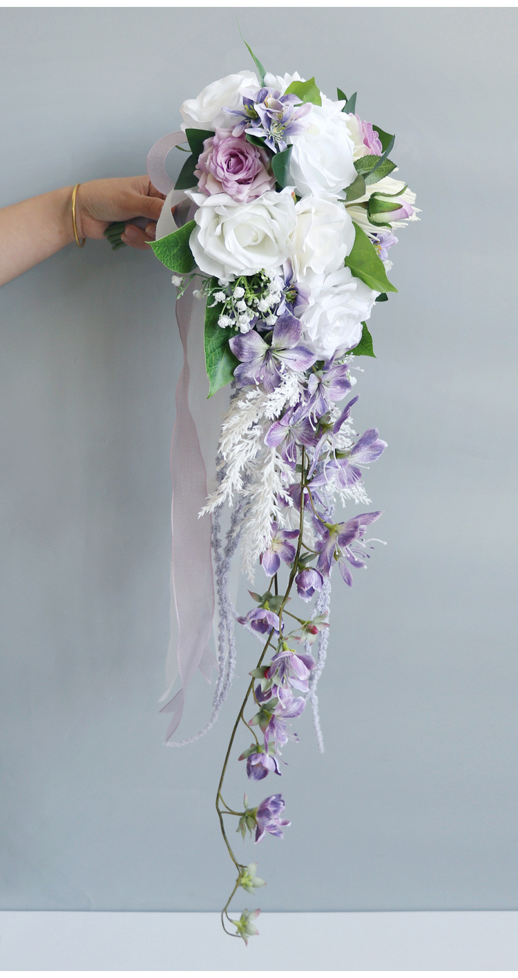 Lavender Puroples Wedding Bouquets High Quality Wedding Flowers 23*80cm 2024 New Arrival Real Pictures