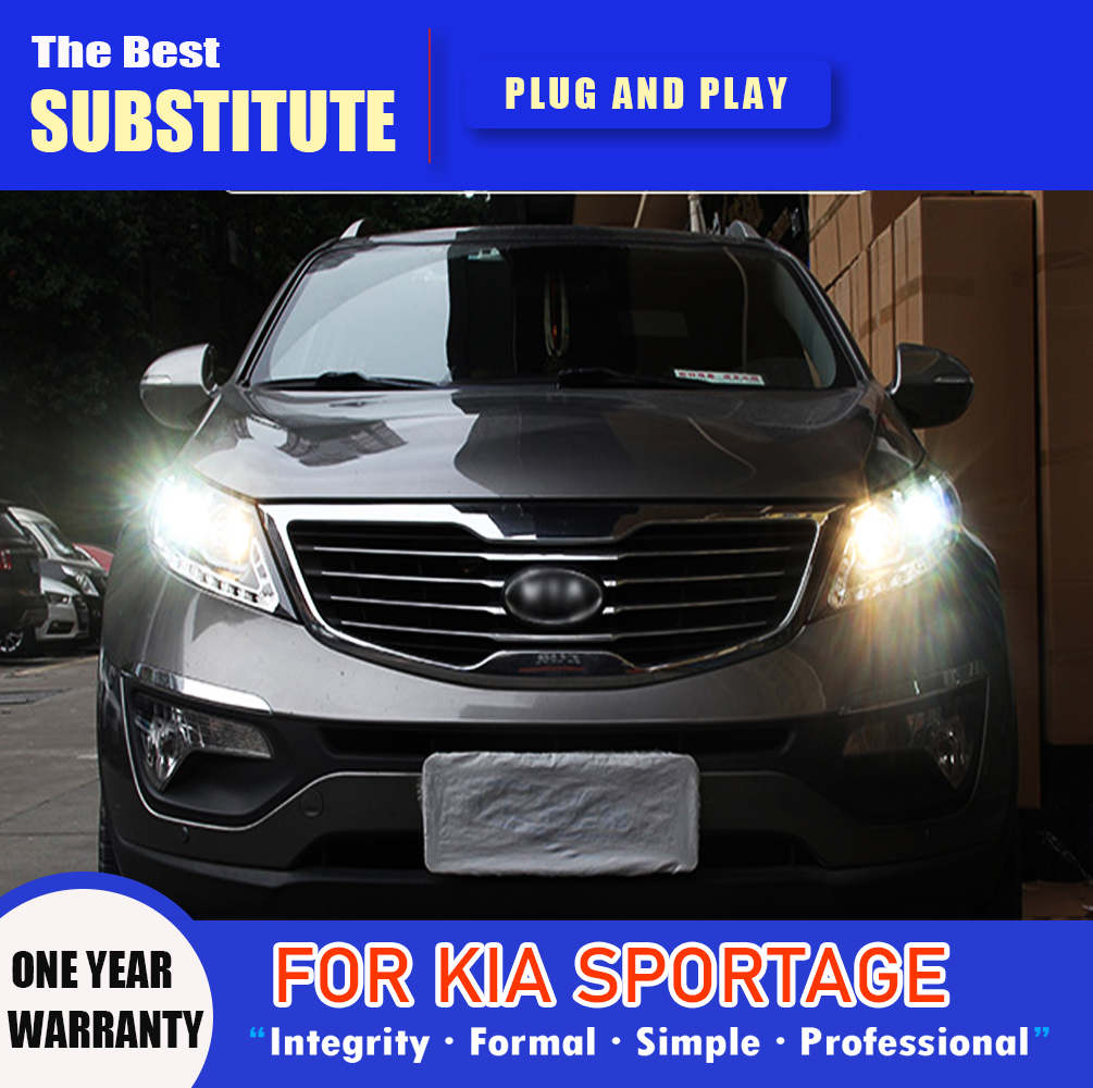 High Beam Front Lamp Daytime Running Light For Kia Sportage LED Headlight Assembly 11-14 Streamer Turn Signal Indicator Lighting Accessory