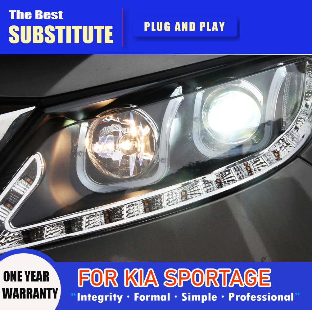 High Beam Front Lamp Daytime Running Light For Kia Sportage LED Headlight Assembly 11-14 Streamer Turn Signal Indicator Lighting Accessory