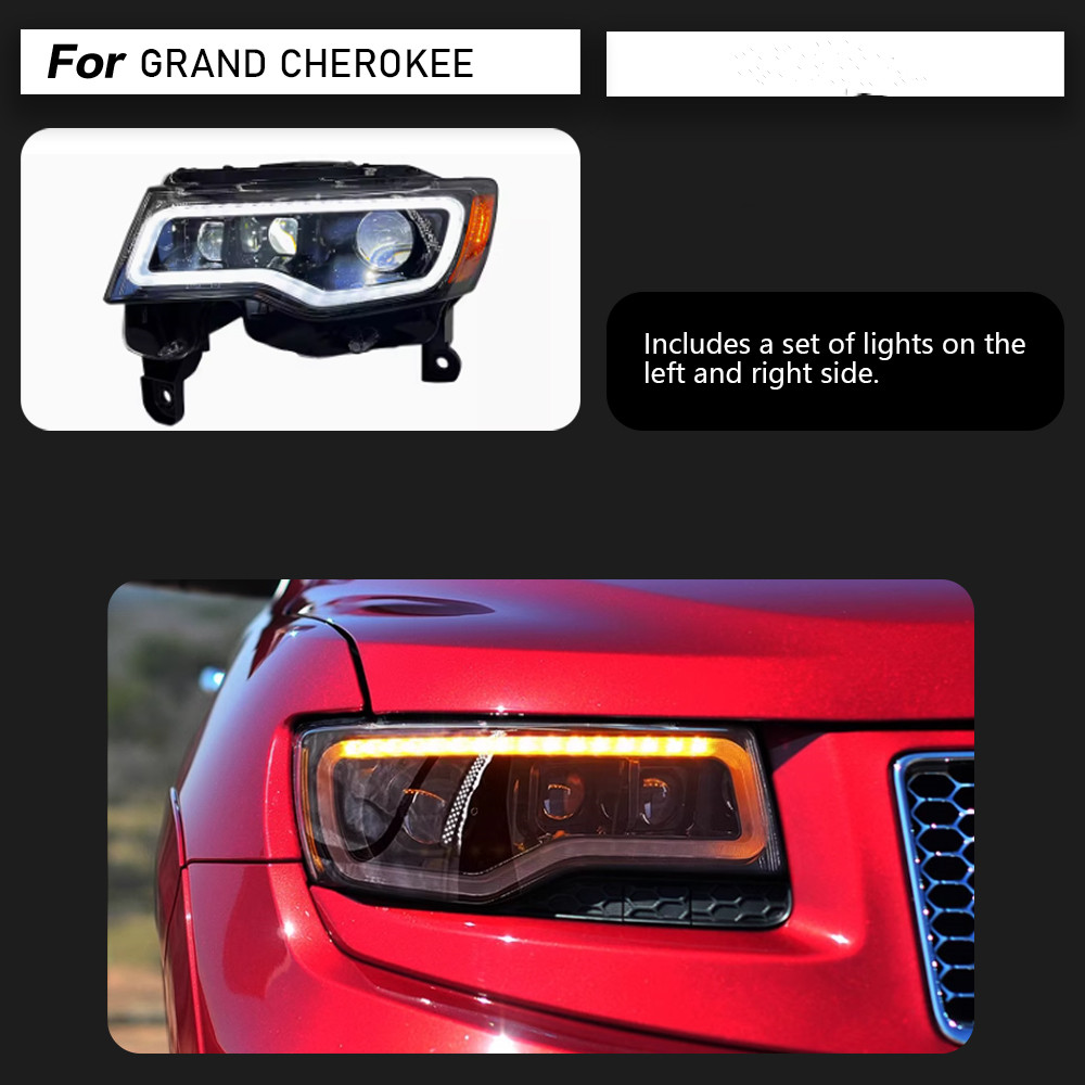 Car Headlight For Jeep Grand Cherokee 2014-20 21 Head Lamp Car Styling DRL Signal LED Headlights Assembly