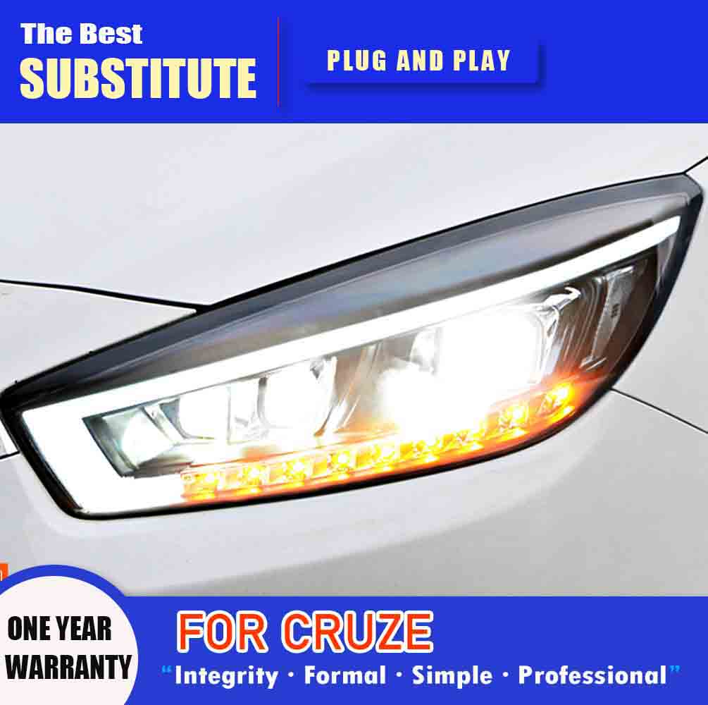 Car Accessories Daytime Running Light Streamer Turn Signal Indicator For Chevrolet Cruze LED Headlight Assembly 15-16 Front Lamp