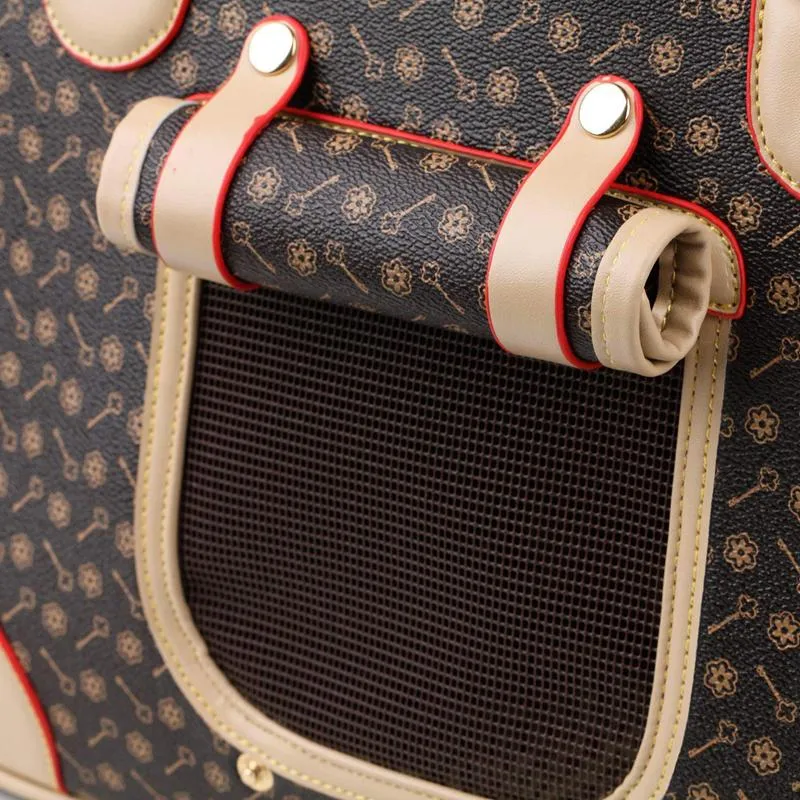 Others Dog Carrier Hot Sell Pet Carrier Puppy Dog Cat Waterproof PU Leather Flower Print Carrying Handbag for Outdoor Travel Walking Hiking Free Shipp