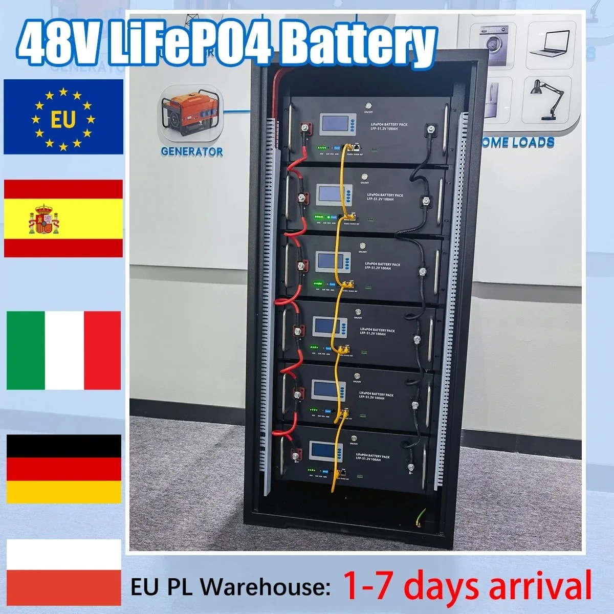LiFePO4 48V 200Ah 10KW Lithium Battery 51.2V