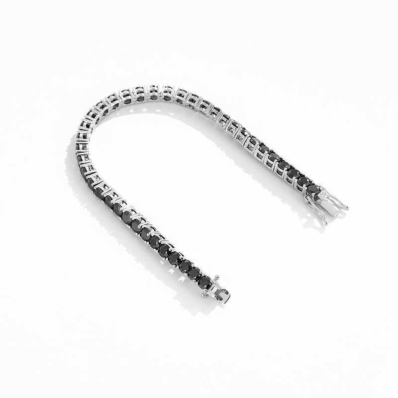 Elegant Sterling Silver Glorious Pace Tennis Bracelet with Black Diamonique Stones Unisex Hip Hop Style (3mm-6.5mm Options)