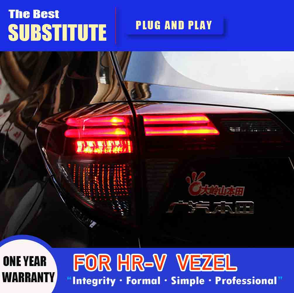 For Honda HRV LED Tail Light 16 Auto Parts Brake Reverse Parking Running Lights Taillight Assembly Streamer Turn Signal Rear Lamp