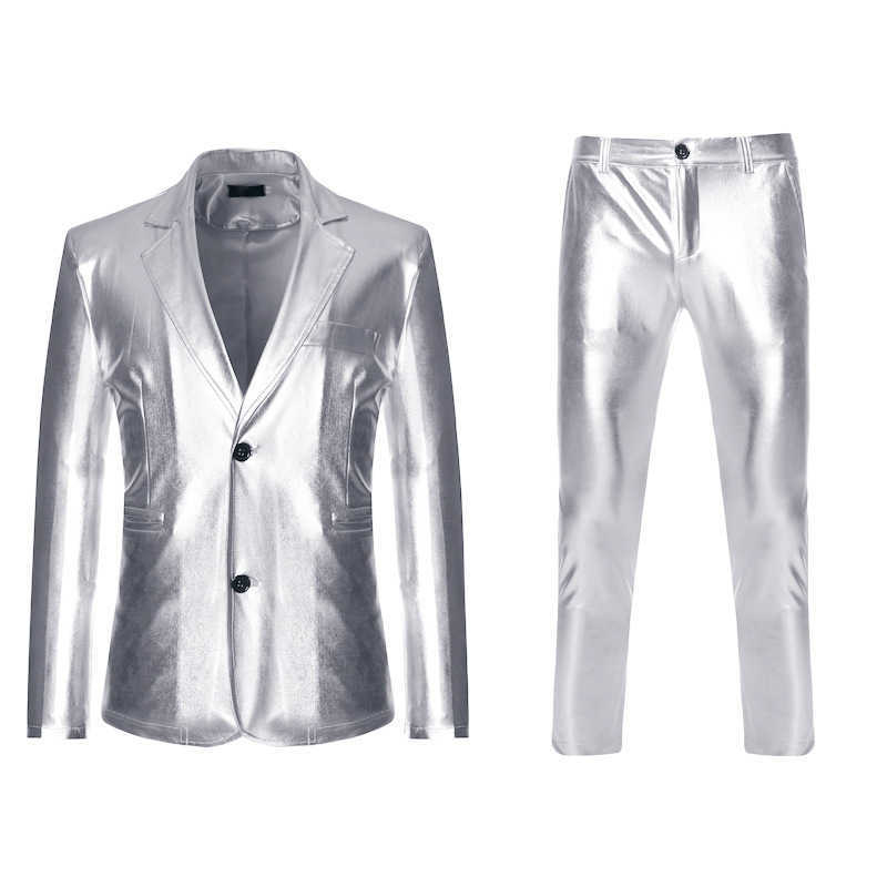 Trend hot gold suit Dance club gold suit pants party two dresses Q240226
