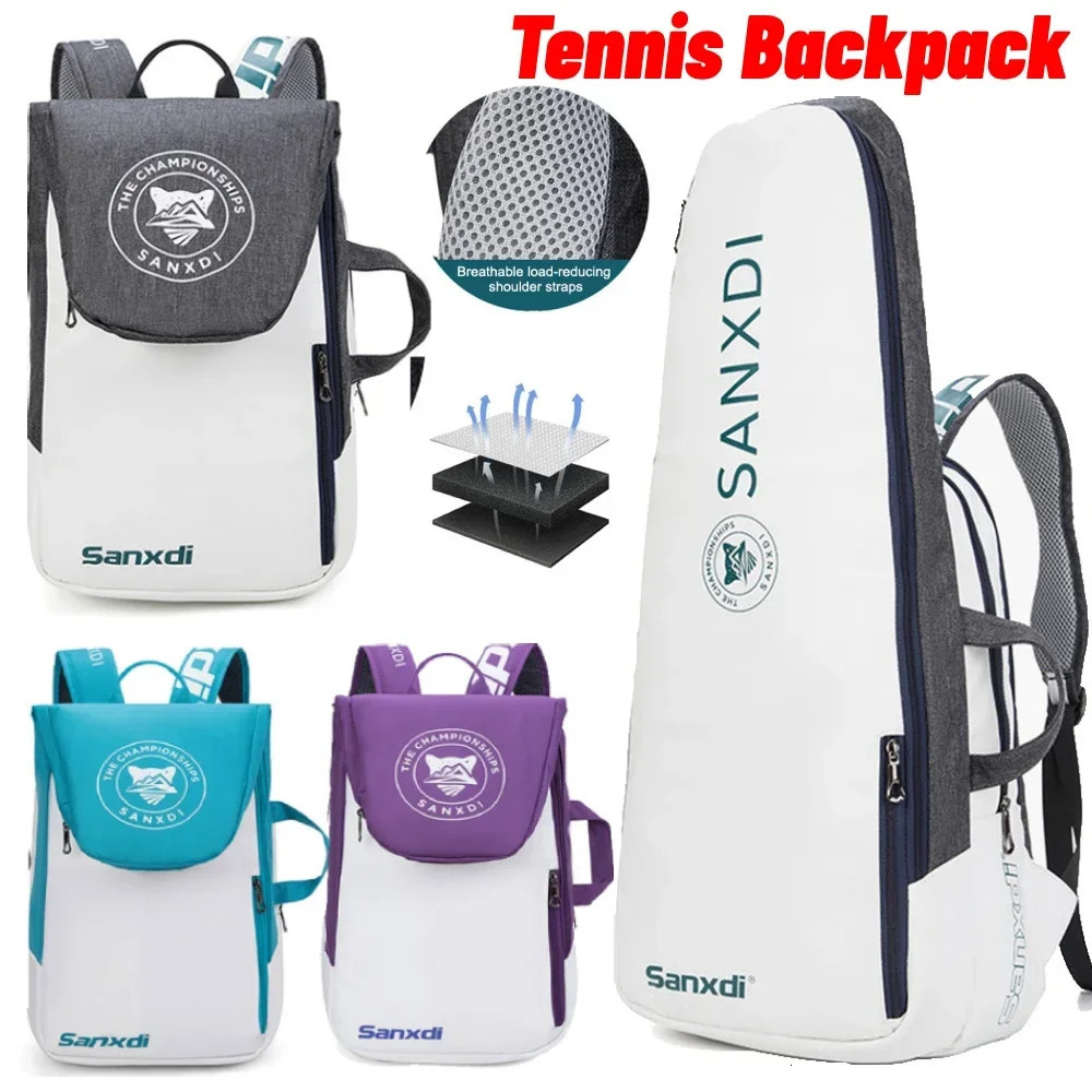 Holds 3 Rackets Tennis Backpack Large Capacity Badminton Bag for TennisPickleballBadmintonSquash Sports 240223