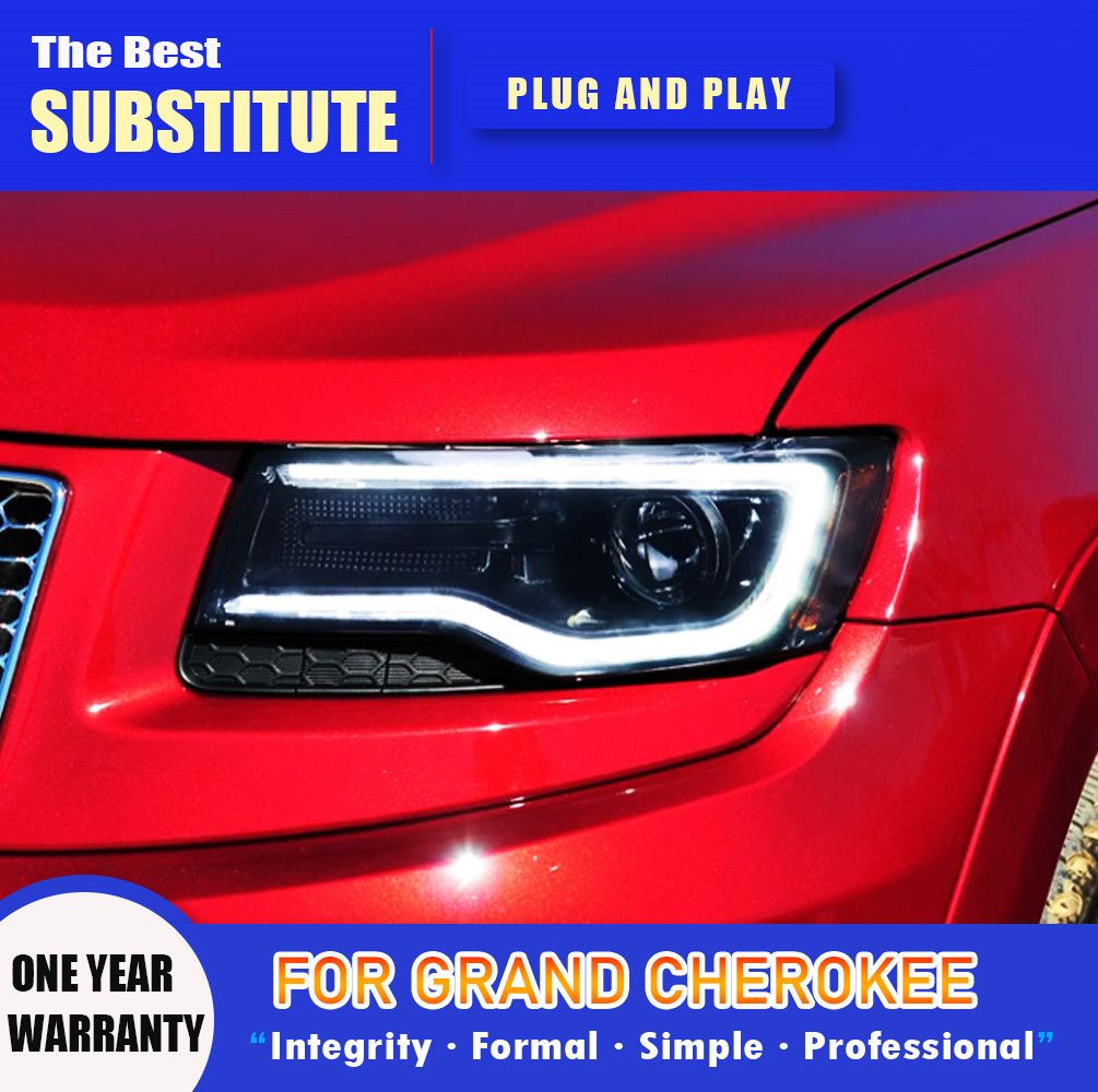 car light parts for Grand Cherokee LED Headlight 2011-20 16 Compass DRL Turn Signal High Beam Angel Eye headlights