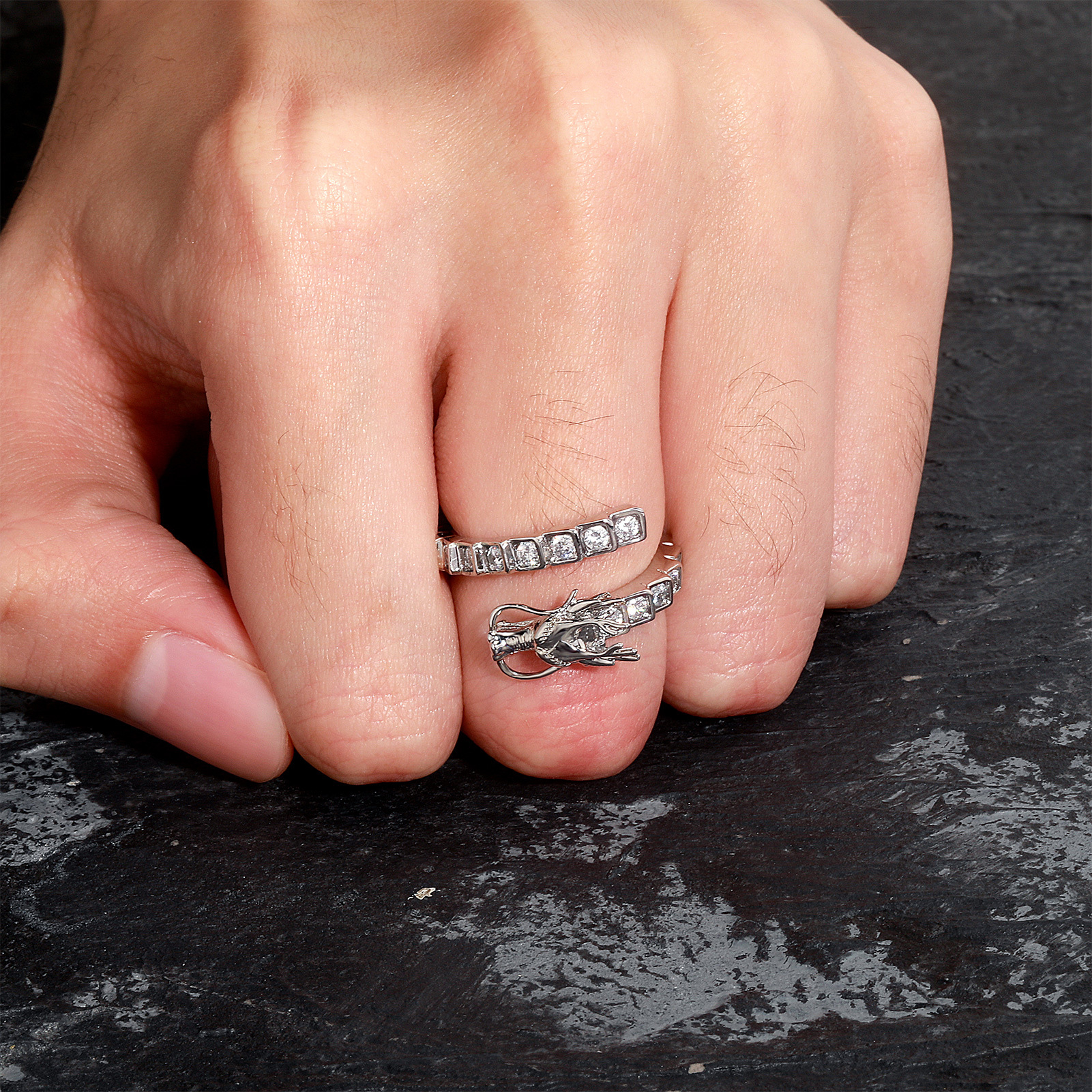 China-Chic 3D Dragon Ring Chinese National Style Hip Hop Open Ring for Men and Women