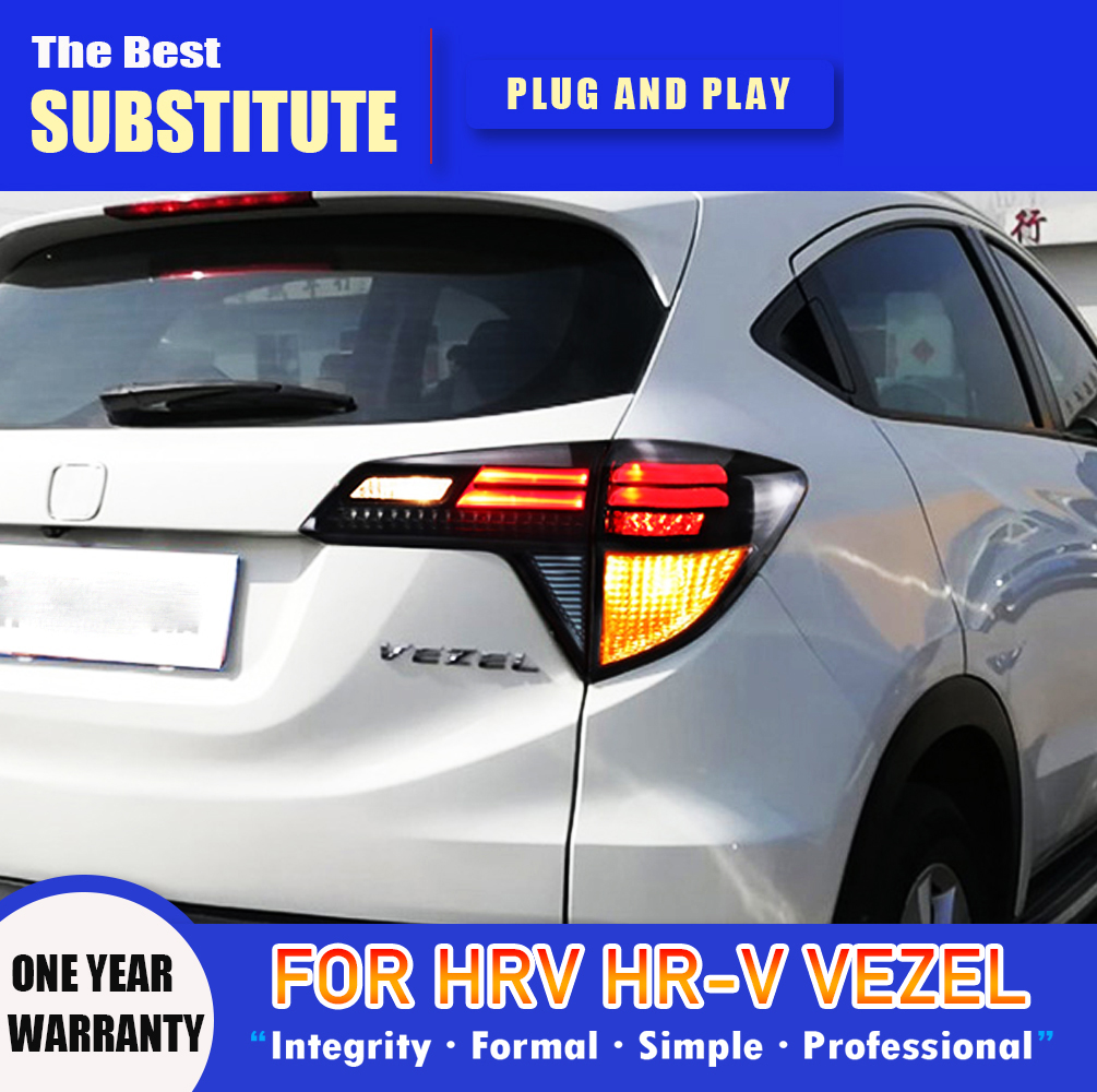 For Honda HRV LED Tail Light 16 Auto Parts Brake Reverse Parking Running Lights Taillight Assembly Streamer Turn Signal Rear Lamp