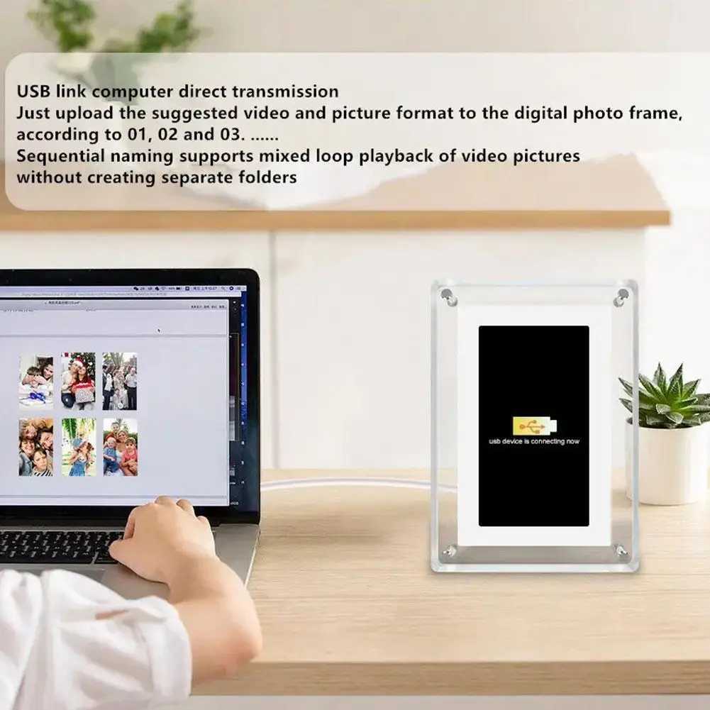 Digital Photo Frames Acrylic Digital Photo Frame 5 Inch 1080P 1200mAh Vertical Display IPS Screen 4G Memory Battery Porta Retrato Digita 24329