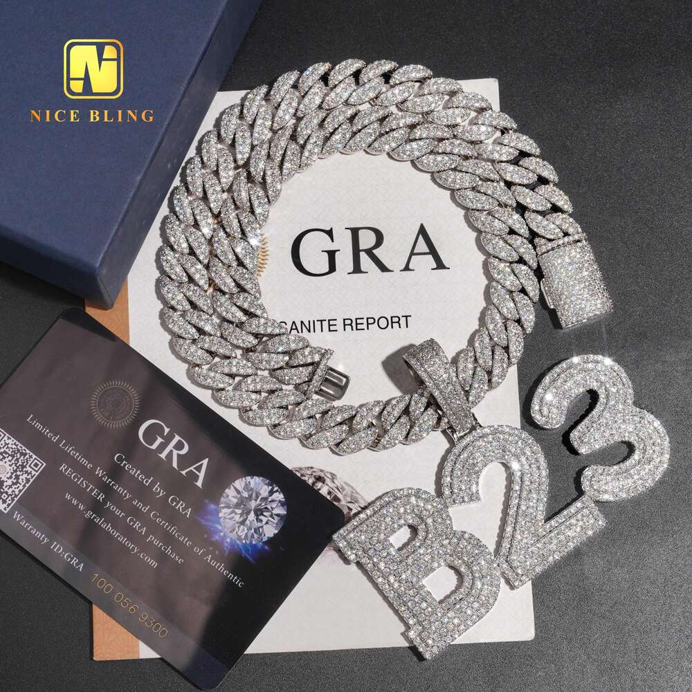 Hip Hop Fashion Jewelry A-z 26 Letters Pendant Moissanite Custom Initial Letter Sier Necklace with