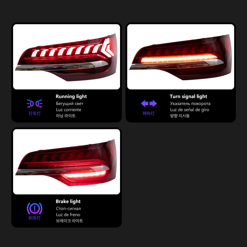 For AUDI Q7 LED Tail Light Assembly 06-15 Streamer Turn Signal Indicator Brake Reverse Parking Running Lights Tailight Car Accessories