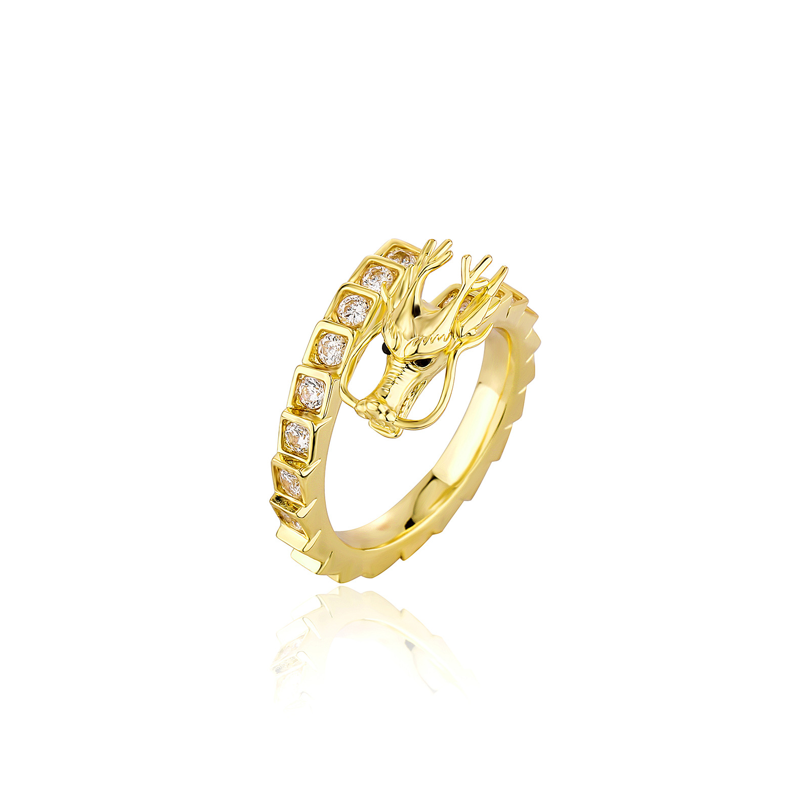 China-Chic 3D Dragon Ring Chinese National Style Hip Hop Open Ring for Men and Women