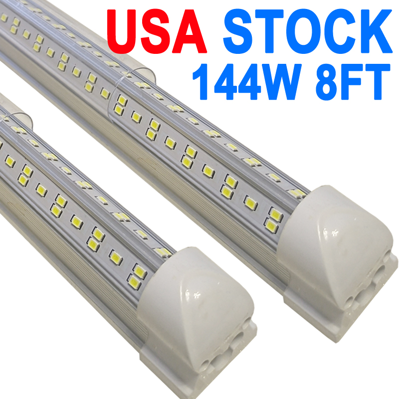 8Ft Led Shop Lights Fixture ,8 Feet 144W 8' Garage Light 96'' T8 Integrated LED Tube , Linkable Led Bulbs Garage , Plug and Play High O