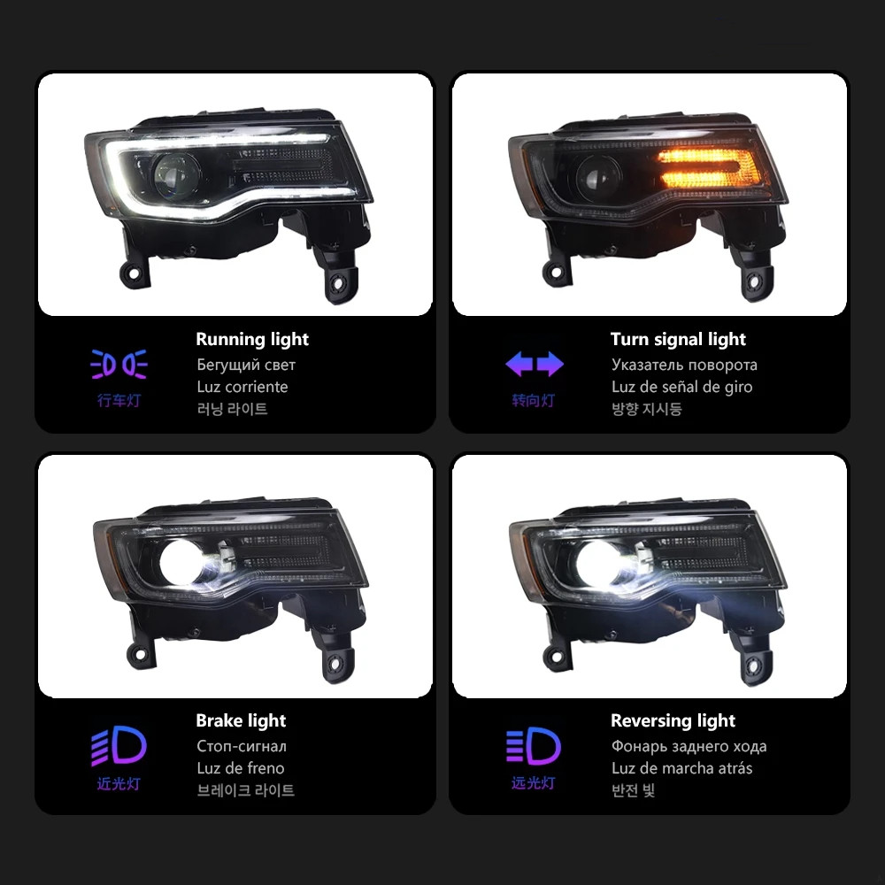 car light parts for Grand Cherokee LED Headlight 2011-20 16 Compass DRL Turn Signal High Beam Angel Eye headlights