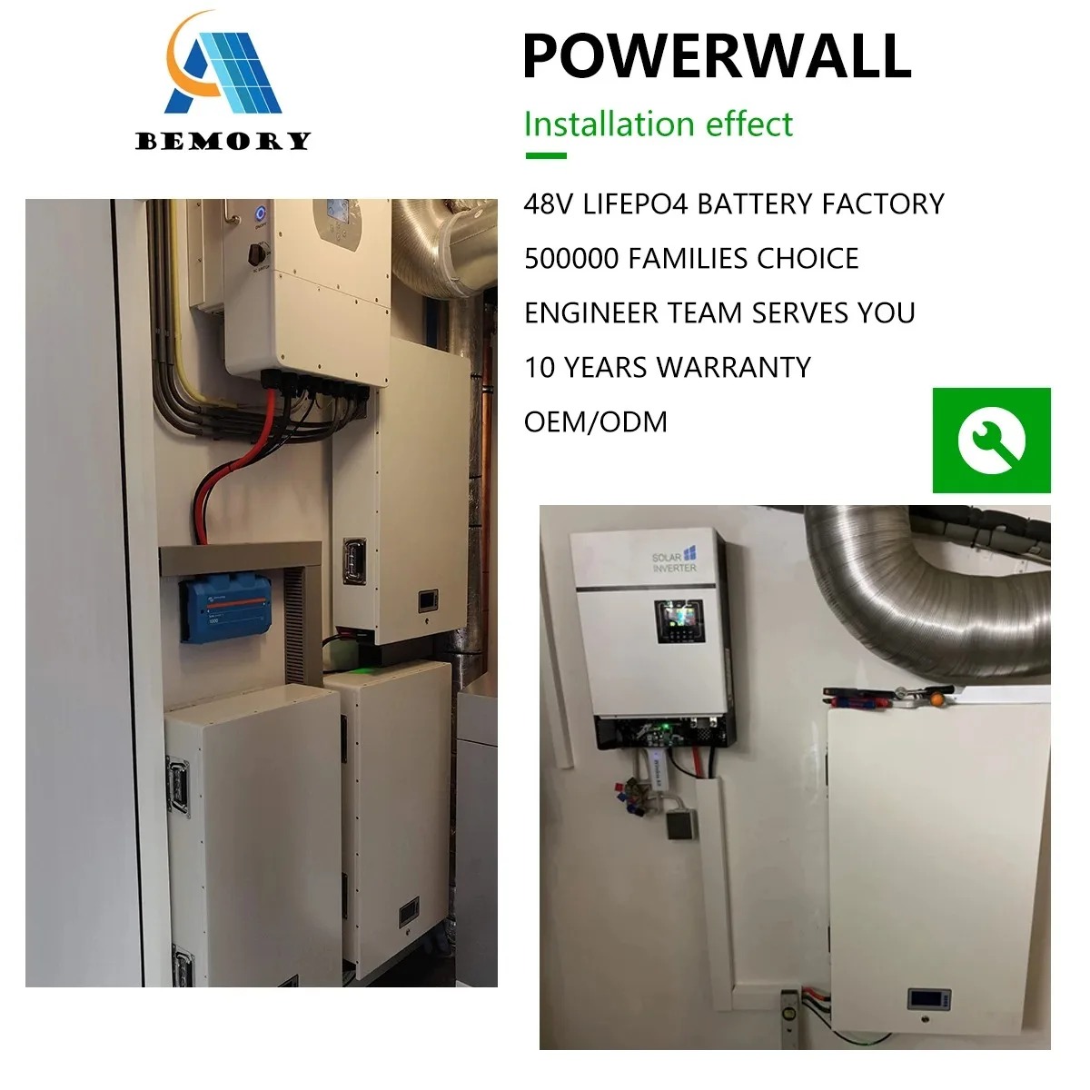 Powerwall 10KW LiFePO4 Battery 51.2V 100Ah 5KW Max 32