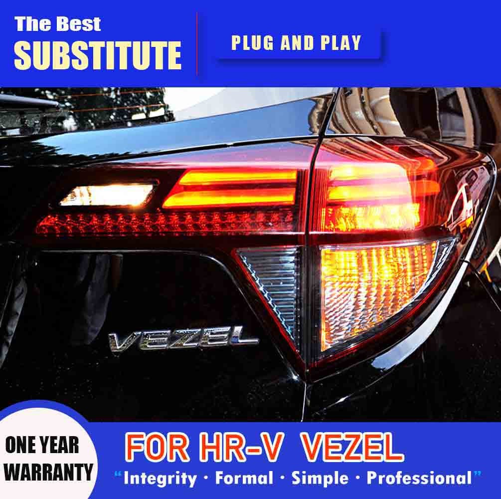 For Honda HRV LED Tail Light 16 Auto Parts Brake Reverse Parking Running Lights Taillight Assembly Streamer Turn Signal Rear Lamp