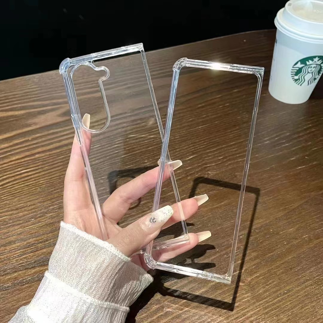 Clear Shockproof Phone Cases For Samsung Galaxy Z Flip Fold 6 5 4 3 Fold5 Transparent Anti-drop Folding Four Conner Air Bag Hard Plastic PC Acrylic So
