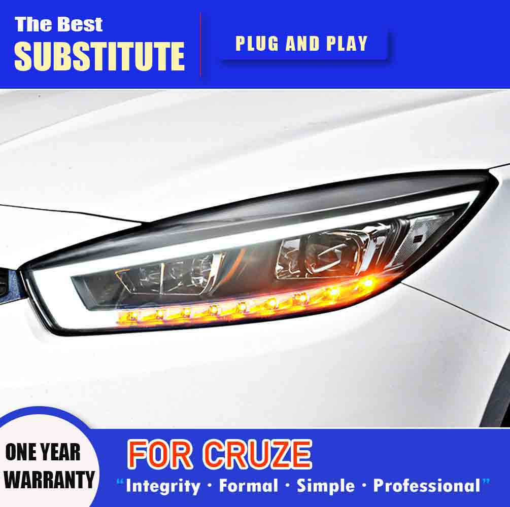 Car Accessories Daytime Running Light Streamer Turn Signal Indicator For Chevrolet Cruze LED Headlight Assembly 15-16 Front Lamp