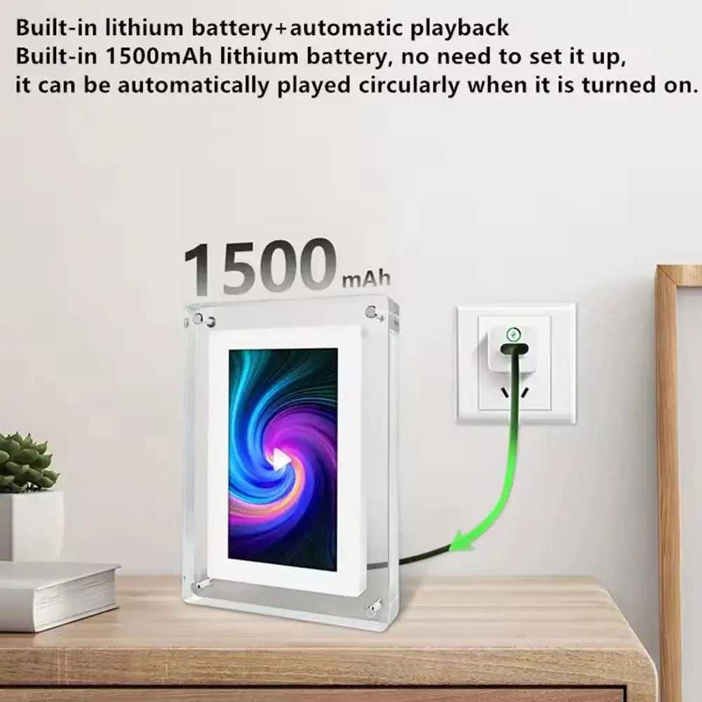 Digital Photo Frames Acrylic Digital Photo Frame 5 Inch 1080P 1200mAh Vertical Display IPS Screen 4G Memory Battery Porta Retrato Digita 24329