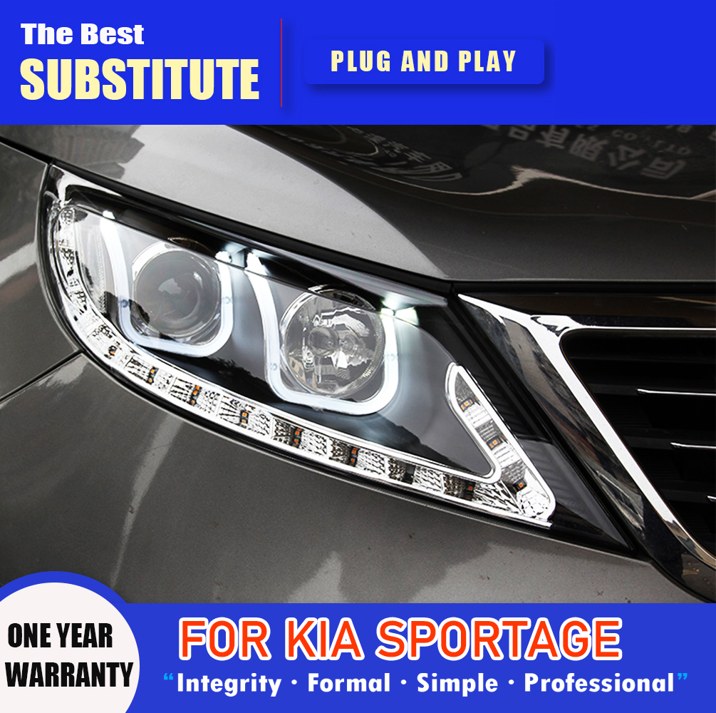 High Beam Front Lamp Daytime Running Light For Kia Sportage LED Headlight Assembly 11-14 Streamer Turn Signal Indicator Lighting Accessory
