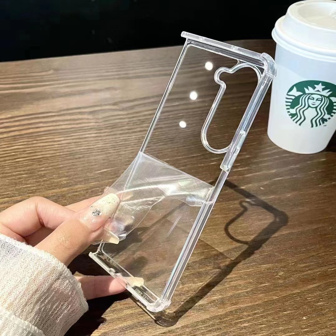 Clear Shockproof Phone Cases For Samsung Galaxy Z Flip Fold 6 5 4 3 Fold5 Transparent Anti-drop Folding Four Conner Air Bag Hard Plastic PC Acrylic So