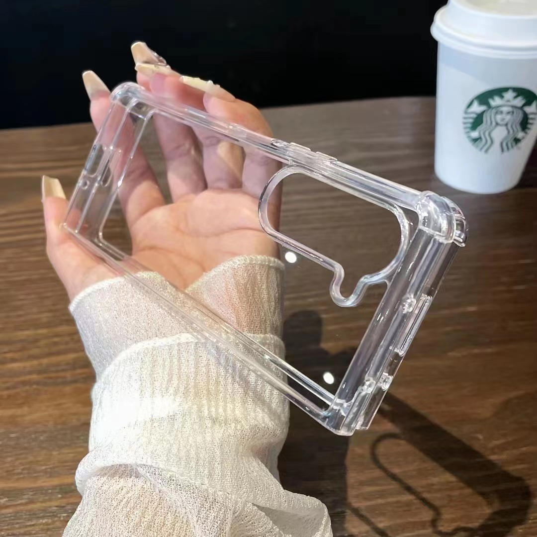 Clear Shockproof Phone Cases For Samsung Galaxy Z Flip Fold 6 5 4 3 Fold5 Transparent Anti-drop Folding Four Conner Air Bag Hard Plastic PC Acrylic So