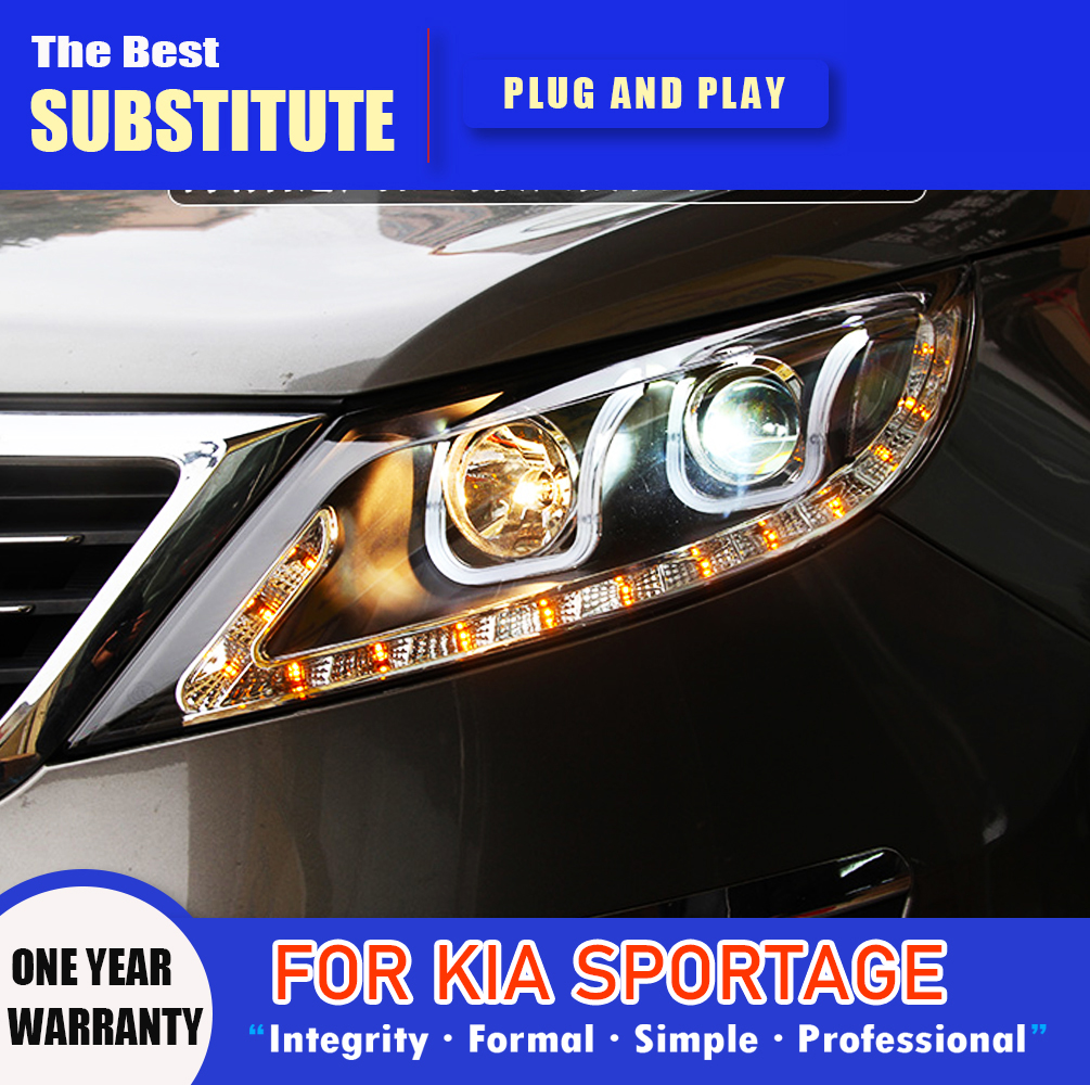 High Beam Front Lamp Daytime Running Light For Kia Sportage LED Headlight Assembly 11-14 Streamer Turn Signal Indicator Lighting Accessory