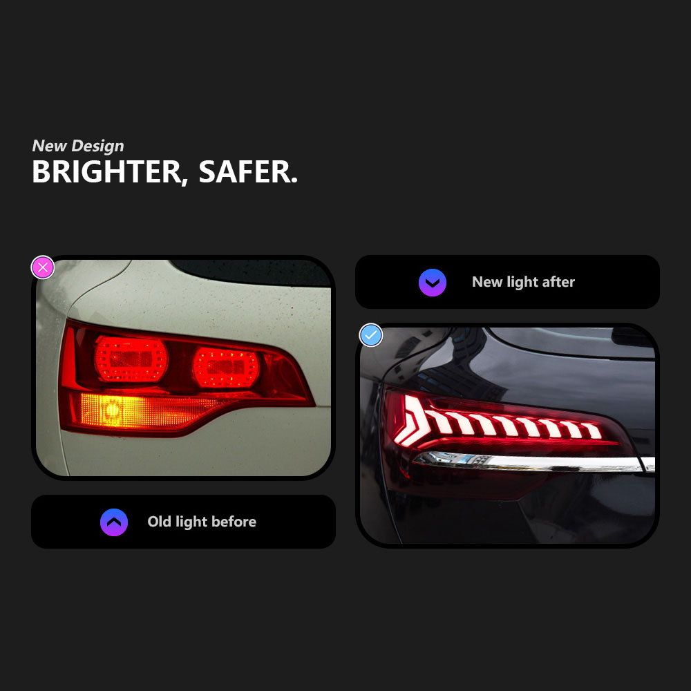 For AUDI Q7 LED Tail Light Assembly 06-15 Streamer Turn Signal Indicator Brake Reverse Parking Running Lights Tailight Car Accessories
