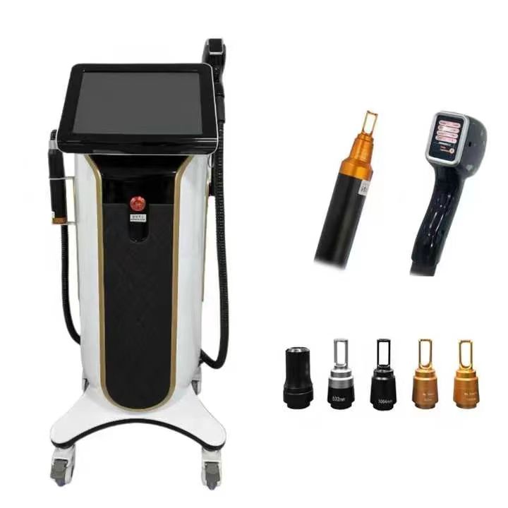 2 In 1 Picolaser Tattoo Removal 1064 nm 755nm 532nm Pico Q Switched Picosecond Laser Vertical Permanent 808 Diode Laser Hair Removal 2024
