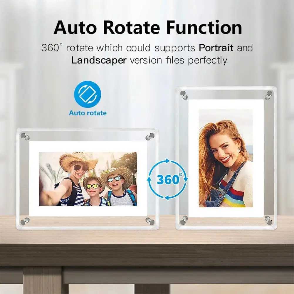 Digital Photo Frames Acrylic Digital Photo Frame 5 Inch 1080P 1200mAh Vertical Display IPS Screen 4G Memory Battery Porta Retrato Digita 24329