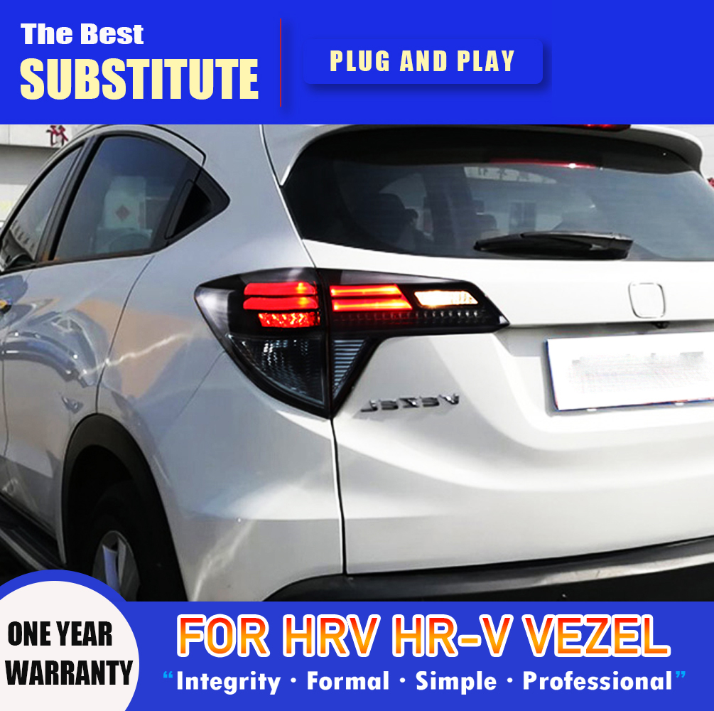 For Honda HRV LED Tail Light 16 Auto Parts Brake Reverse Parking Running Lights Taillight Assembly Streamer Turn Signal Rear Lamp