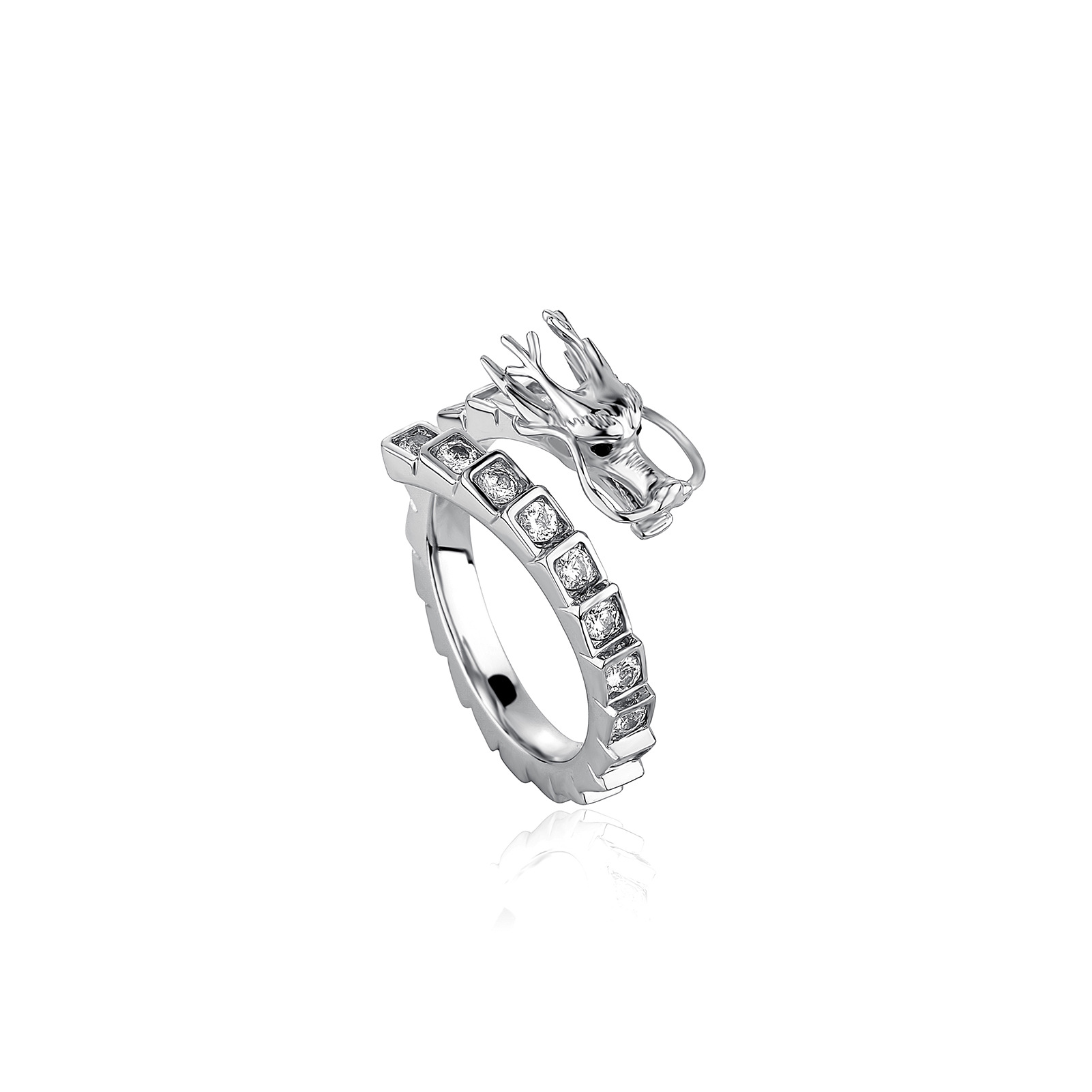 China-Chic 3D Dragon Ring Chinese National Style Hip Hop Open Ring for Men and Women
