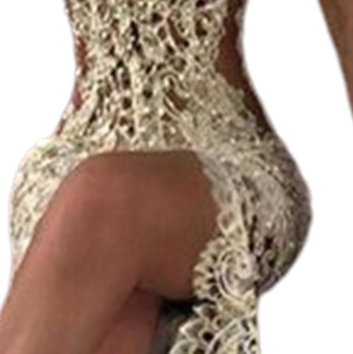 202 Lace Deep V Neck Evening Gowns Sparkly Beaded Sheer Backless Mermaid Prom Dresses See Through Sweep Train Party Vestidos Custo