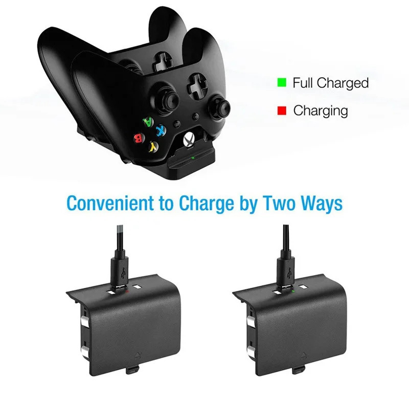 2pcs Game Controller Battery with Dual Charging Dock for Xbox One Controller Rechargeable Battery for XBOX ONE Charger 240221