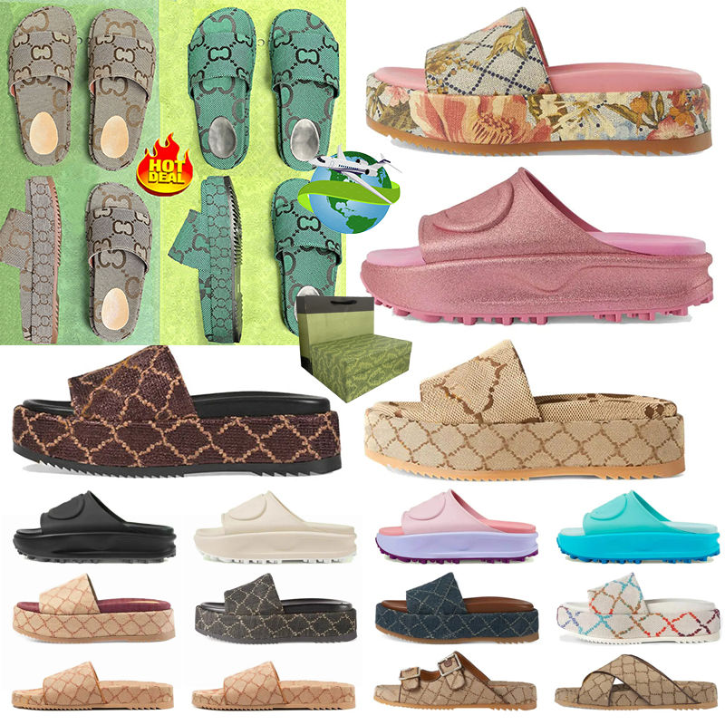 Designer Sandals Slippers paris New Rubber Slides Sandals Floral Brocade Women Men Slipper Flat Bottoms Flip Flops Womens Fashion Striped Beach