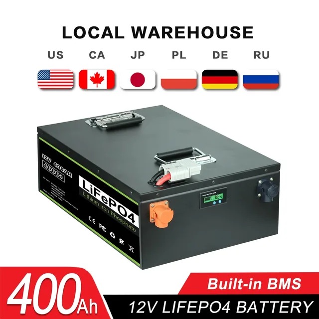 New 12V 24V 48V 100Ah 120Ah 200Ah 300Ah 400Ah LiFePO4 Battery Built-in BMS Rechargeable Battery for Inverter Solar RV