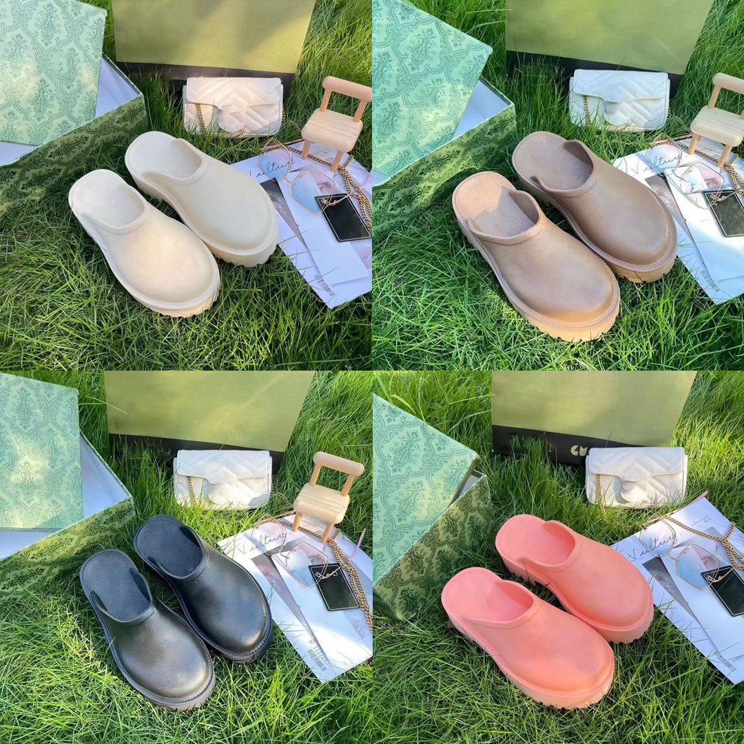 Luxury Slippers Designer Slides Sandals Summer Men Women Platform Perforated Sandal Made Of Transparent Meterials Sexy Sunny Beach Scuffs Size 35-43