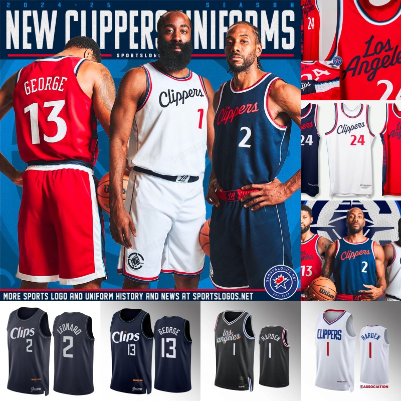 Harden Russell Westbrook Kawhi Leonard Paul George Basketball Jersey Terance Mann Los Angeles LA Clipperss Marcus Morris Ivica Zubac 2024-25 Season Jerseys