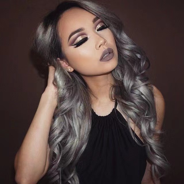 Dark roots ash gray lace front wigs ombre blonde silver grey wigs human hair pre plucked hd lace 13x4 lace frontal wig raw virgin hair long body wave