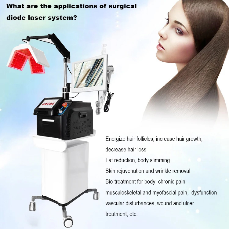 Professional Diode Laser Hair Growth Instrument 5 in 1 LLLT Hair Thickening Phototherapy Electrotherapy Scalp Detection Massage Salon
