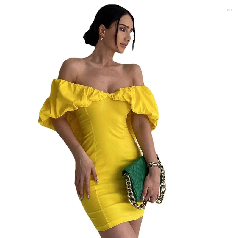 Casual Dresses Womens Sexy Solid Slim High Waist Mini Dress Spring Elegant Party Formal Women Off-Shoulder Slash Neck Backless