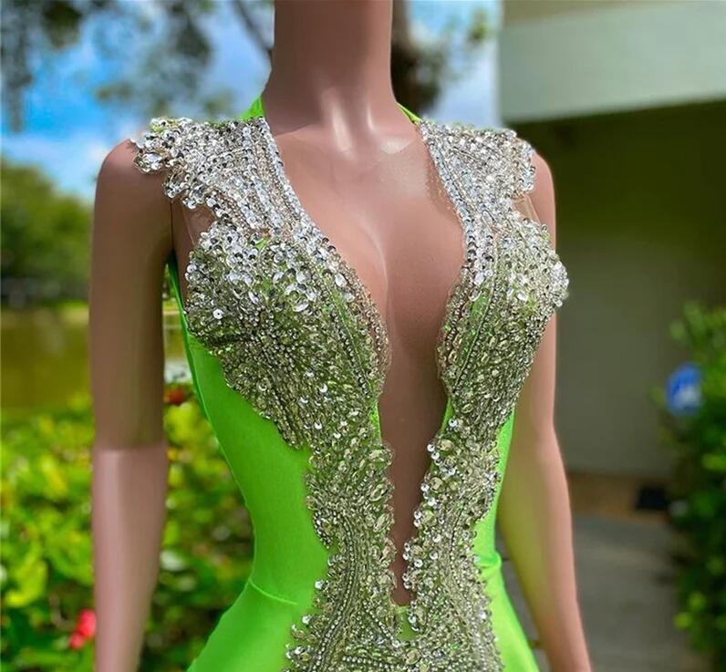 Orange Red Mermaid Long Prom Dresses For Black Girls Beaded Crystals Rhie Deep V Neck Evening Dress Formal Open Back Sleeveless Party Gowns Bc15130 02