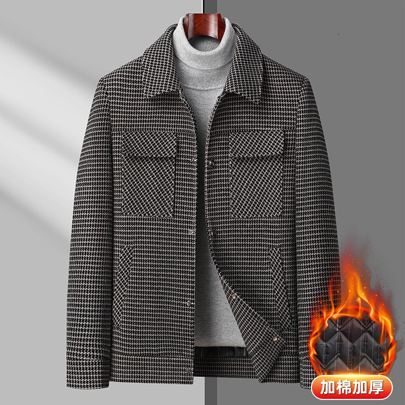 Lai Shibert Autumn/Winter New Thousand Bird Checker Workwear Jacket Mens Cotton Middle Aged And Youth Jackets Dads Coat For Men 221121 B1