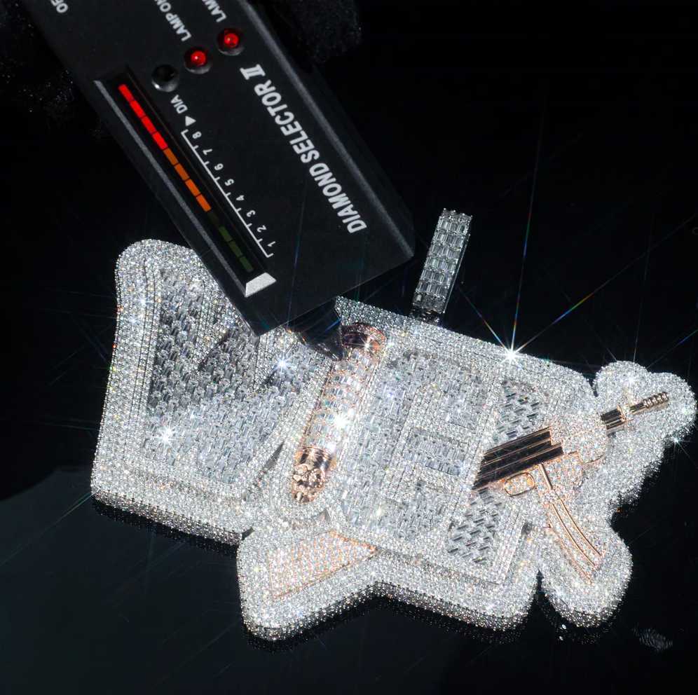 No.1 Factory VVS Moissanite Diamond Pendant Necklace Iced Out Hip Hop Letter Name Pendant Chain For Men Custom Fine Jewelry