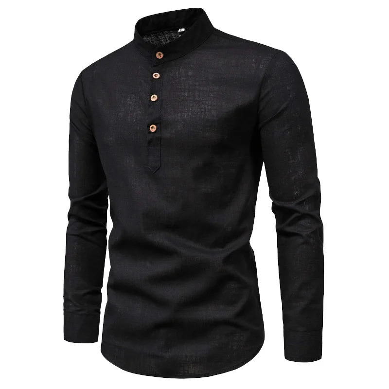 Men Formal Elegant Shirt Long Sleeve Cotton Linen Shirts Blouses Business Social Male Normal Dress Top Clothing 240219