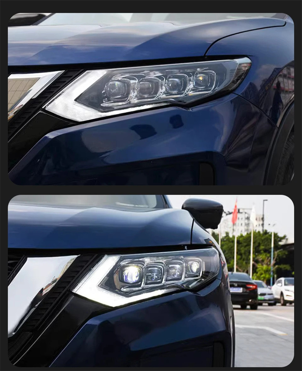 Headlight Assembly for Nissan X-Trail 20 17-20 20 LED Headlight Projector Lens Dynamic Turn Signal Angel Eye Lights