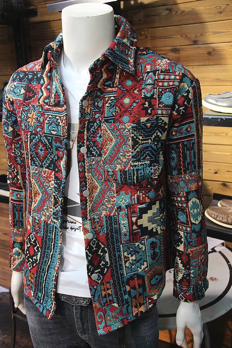 Men's Printed Denim Jackets | Casual Slim Fit Coats Spring Collection B4